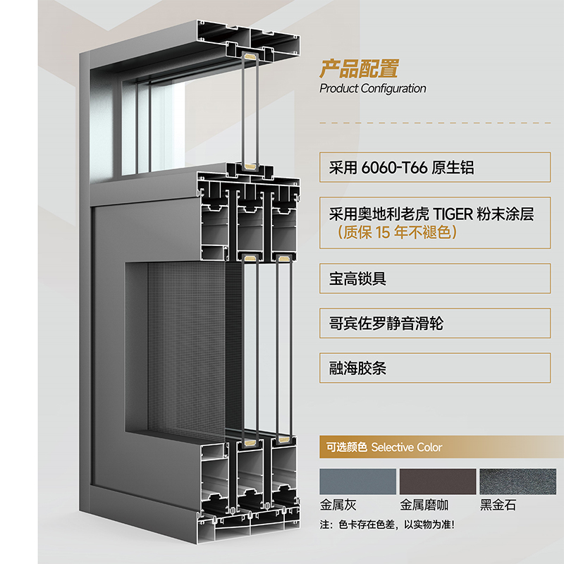 190重型系统非断桥三轨推拉门